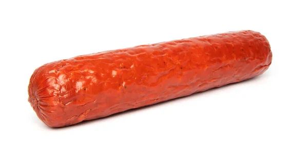 Rökt Skinka Korv Eller Fläsk Wurst Isolerad Vit Bakgrund — Stockfoto