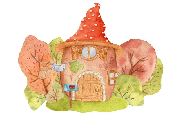 Gnome House Виде Гриба Лесу — стоковое фото