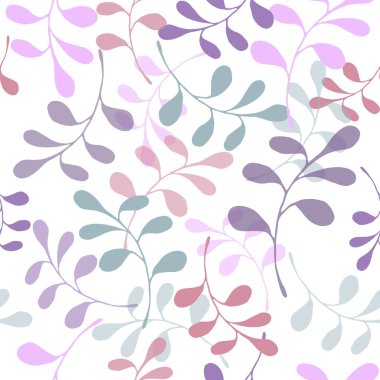 Soyut renkli dalları olan dikişsiz suluboya desen. Beyaz arka planda el çizimi doğa çizimi. İç, tekstil, ambalaj tasarımı veya yazdırma için