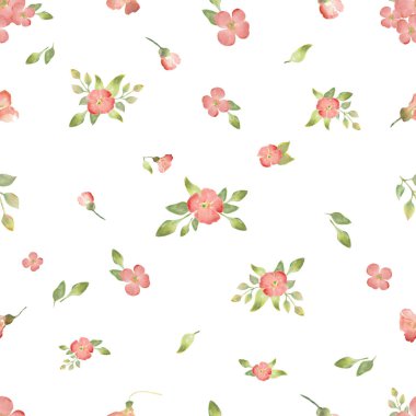 Suluboya, dikişsiz desenli, soyut farklı çiçekler, yapraklar. Beyaz arka planda izole edilmiş el çizimi çiçek çizimi. Paketleme, duvar kağıdı, ambalaj tasarımı veya yazdırma için