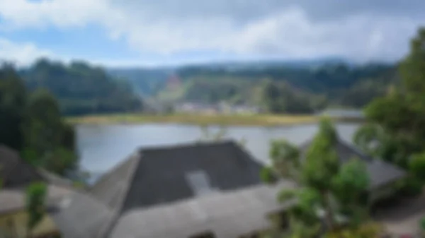 Vista Sfocata Del Lago Ranu Kumbolo Montagna Semeru Bokeh Sfondo — Foto Stock