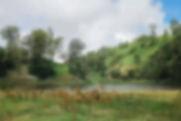 Розмитий Вид Озеро Рануеоло Гору Семеру Фон Боке Влітку Концепція — стокове фото