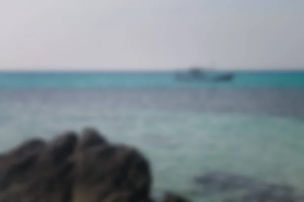 Rozmazané Pozadí Pohled Tropické Pláže Slunečními Paprsky Abstraktní Pozadí Cestovní — Stock fotografie