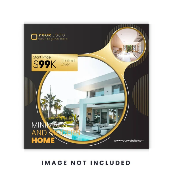 Real Estate House Social Media Post Square Banner Flyer Design — Vetor de Stock