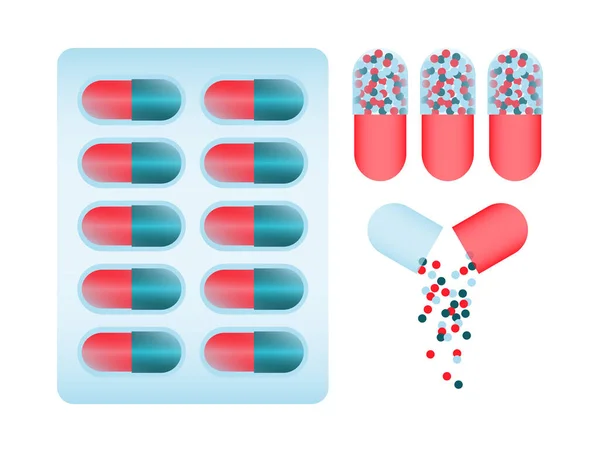 Plate Pills Tablet Closed Open Contents Vector Graphics