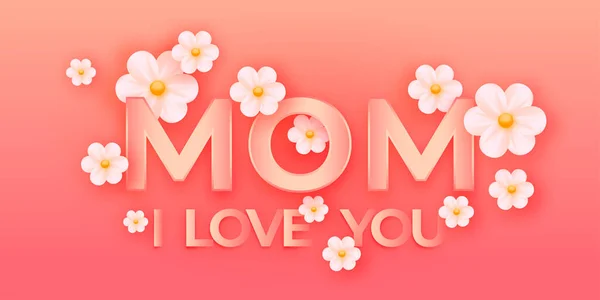 Happy Mother Day Greeting Banner Peach Background Flowers Gradients Realistic Stock Illustration