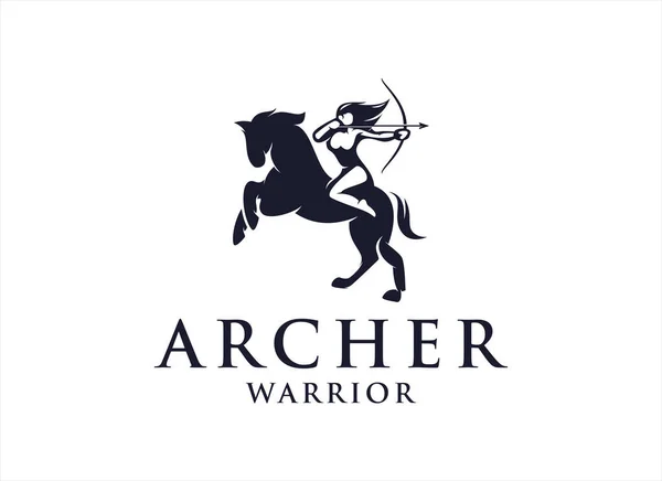 Šablona Loga Female Archer Warrior — Stockový vektor