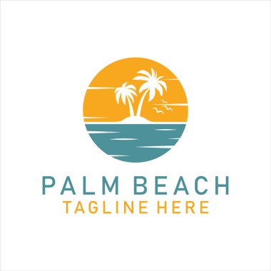 Otel Restoranı için Palm Tree Plajı Tatil Tatil Seyahat logosu tasarımı.
