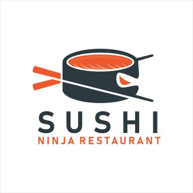 Suşi Ninja logosu Japon restoranı için Chopsticks ile ilham tasarımı.