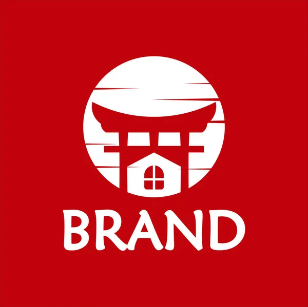 Porte Japonaise Japon Bâtiment Traditionnel Historique Logo Design Vecteur — Image vectorielle