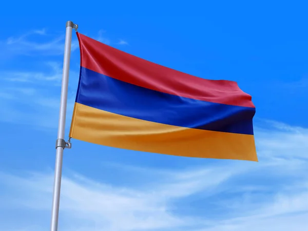 Beautiful Armenia Flag Waving Wind Sky Background Illustration Render — Stock Photo, Image