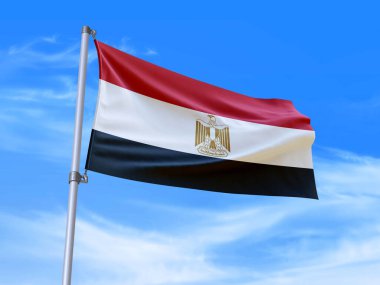 Güzel İngiltere, rüzgarda dalgalanan gökyüzü arkaplanlı İngiliz bayrağı - 3D illüstrasyon - 3D canlandırma