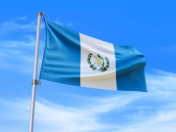 Wunderschöne Guatemala Flagge Weht Wind Mit Himmelshintergrund Illustration Render — Stockfoto