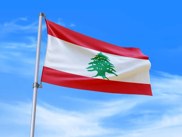 Чудовий Ліванський Прапор Розмахуючи Вітром Небом Ілюстрація Рендеринг — стокове фото