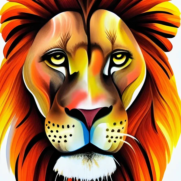 Lejonet Huvud Rött Hår Orange Man Färgat Porträtt Manligt Rovdjur — Stockfoto