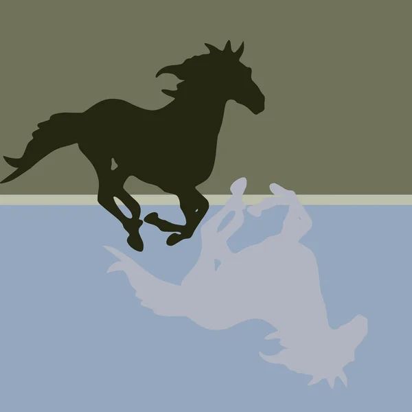 Estilização Cavalo Correndo Com Seu Reflexo Feito Cores Apropriado Para — Fotografia de Stock