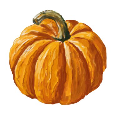 Cadılar Bayramı balkabağı. Resim tarzında yapılmış. Beyaz ve turuncu arkaplan.