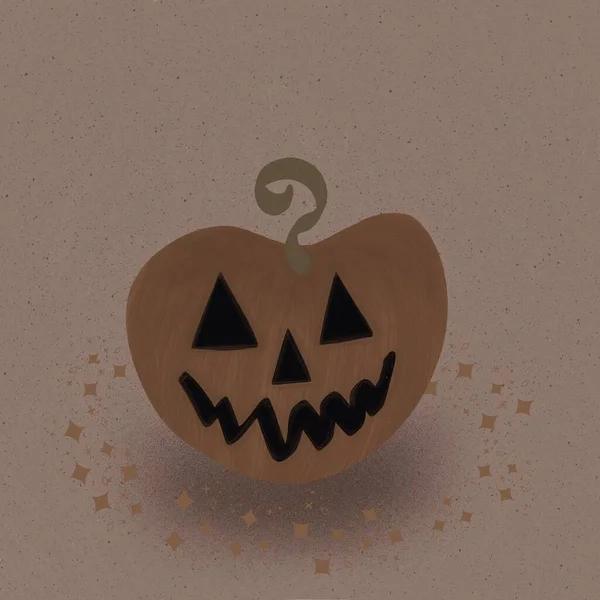 halloween illustration, scary pumpkin on light brown background