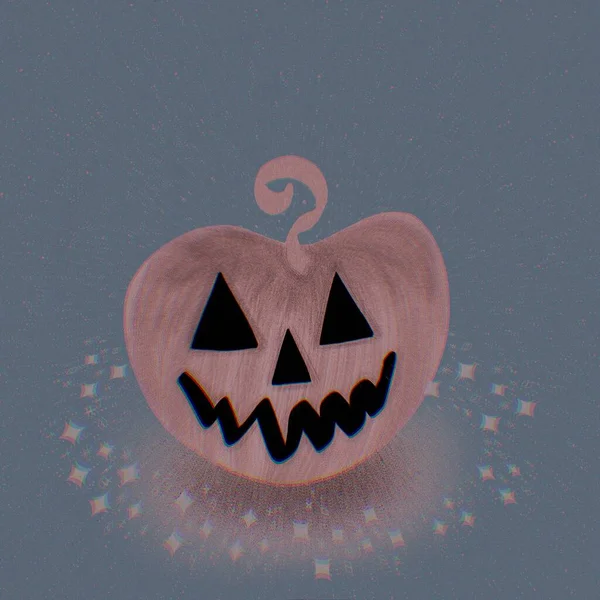 Illustration Scary Magic Pumpkin Halloween Holiday Pastel Blue Background — Stock Photo, Image