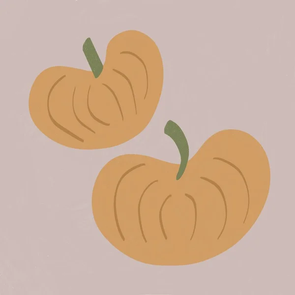 Illust Calabazas Naranjas Jugosas Sobre Fondo Beige —  Fotos de Stock