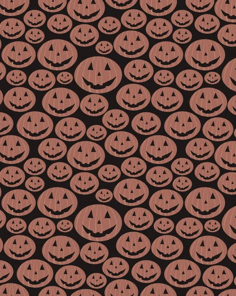 Vertical Halloween Illustration Lot Scary Pumpkin Faces Laugh Black Background — Stock Photo, Image