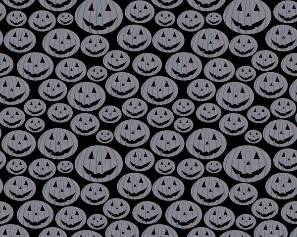 Ilustración Halloween Horizontal Montón Cabezas Calabaza Miedo Aterrador Riendo Malévolamente —  Fotos de Stock