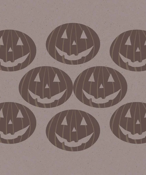 Vertikal Illustration Hel Del Halloween Skrämmande Huvuden Beige Bakgrund Halloween — Stockfoto
