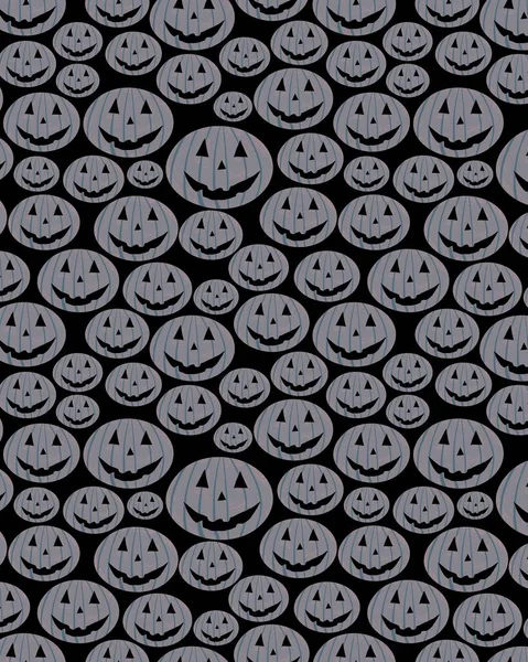 vertical illustration. Lots of Halloween laughing Jack pumpkins on a black background. concept of halloween and carefree fun