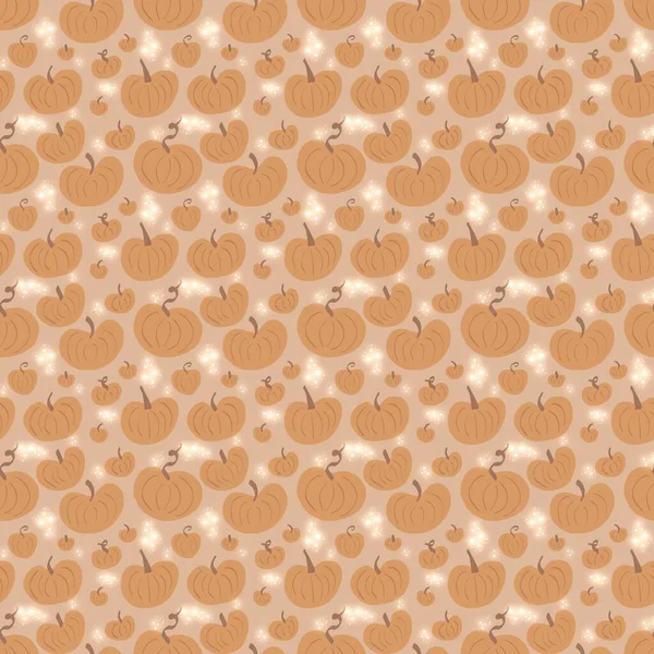 Autumn Illustration Square Format Seamless Pattern Magical Cute Orange Pumpkins — Stock Photo, Image