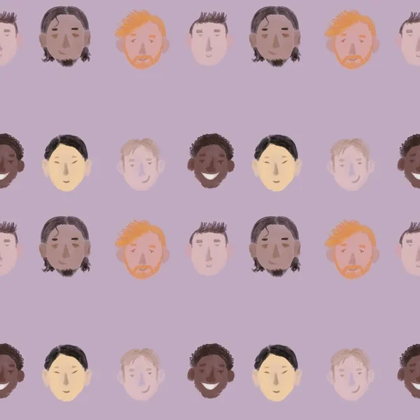 Ilustrace Čtvercový Formát Hladký Vzor Skupina Usmívajících Mužů Mnoho Lidí — Stock fotografie