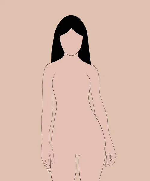 vertical illustration. isolated girl without a face, without clothes, on a beige background. the concept of human anatomy, the structure of the human body and its features