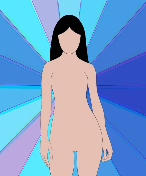 vertical illustration. isolated girl without a face, on a background in blue colors, a colorful blue palette