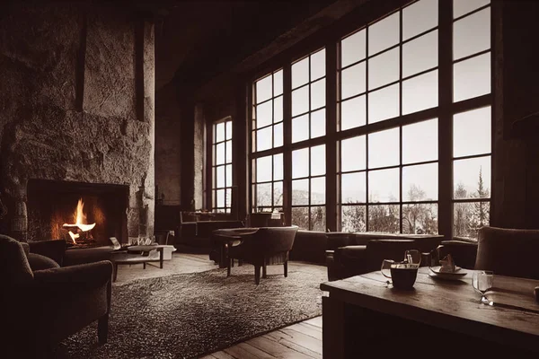 fireplace with a burning candles in the interior