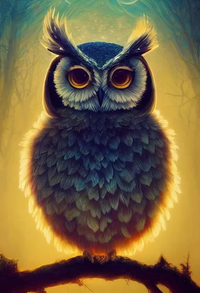 colorful drawing of an owl, illustration, vector, eps 10