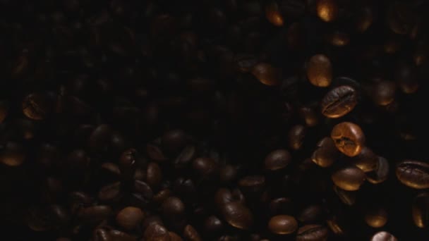 Кофейные Зерна Черном Фоне — стоковое видео