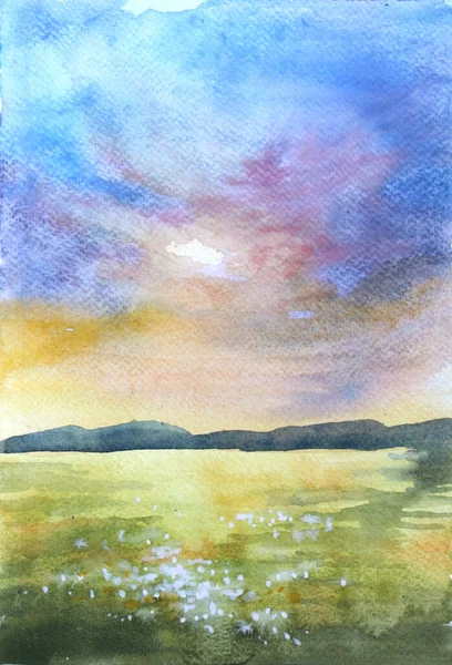 Yaz çayır ve dağlar, yatay