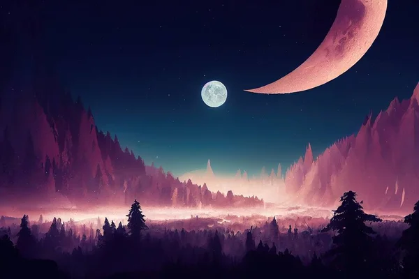 moon in the mountains