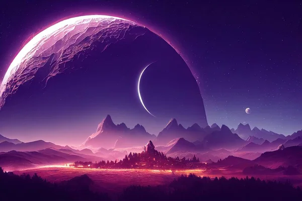 3d rendering of a planet earth with moon and stars