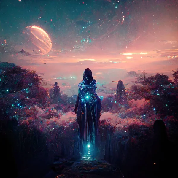 earth spirit, constellations, Mother of nature, Gigantic being, fantasy, Concept Art, Illustration, Digital Painting, CG Artwork, Book Illustration.