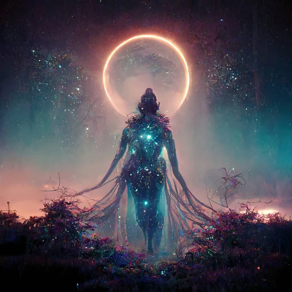 earth spirit, constellations, Mother of nature, Gigantic being, fantasy, Concept Art, Illustration, Digital Painting, CG Artwork, Book Illustration.