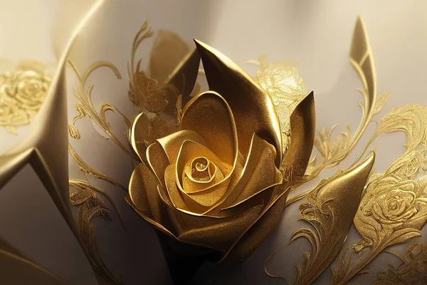 Rose wallpaper. greeting card. Illustration. Wallpaper, ornate accents. gold accents