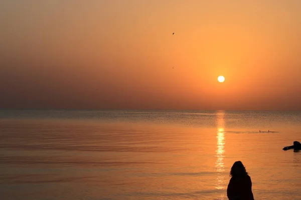 Восход Солнца Силуэтом Пляже Мамая — стоковое фото