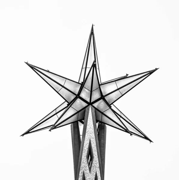 Detalle Cerca Estrella Principal Cristal Torre Virgen María Sagrada Familia — Foto de Stock