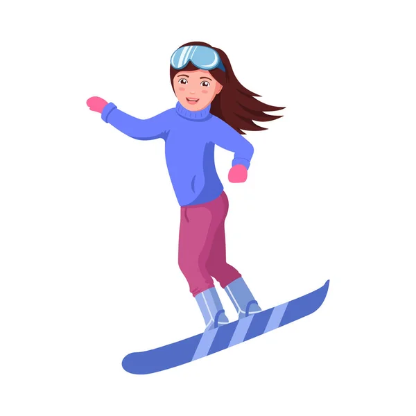 Flickan snowboard — Stock vektor