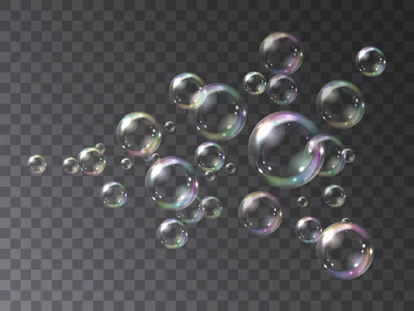 Bulles de savon volant dans un jet — Image vectorielle