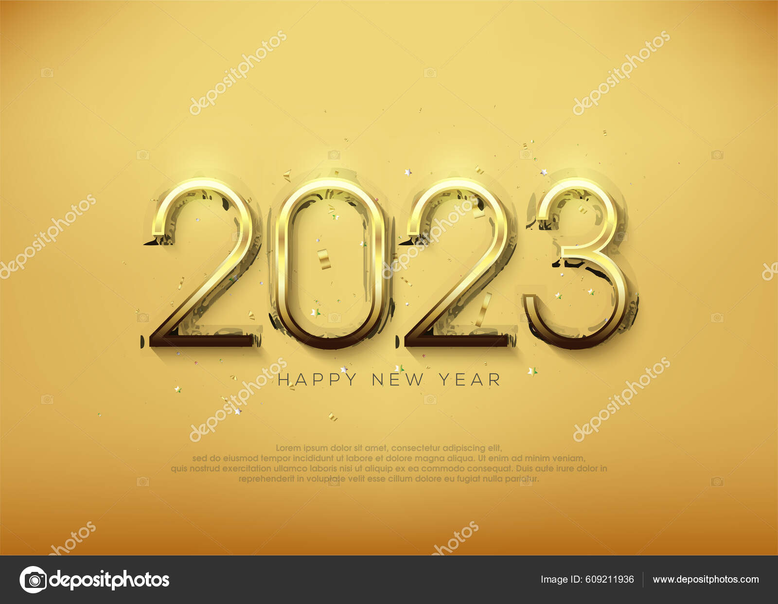 Año Nuevo Dorado 2023 Fondo Vectorial Premium Delgado Lujoso Elegante