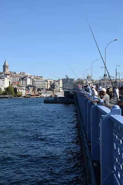 Pesca Ponte Galata Istambul Turquia — Fotografia de Stock