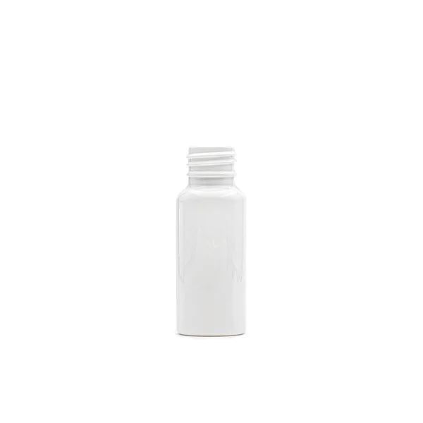 Изолированная Маленькая Бостон Пластиковые Белые Бутылки Крышки Закрытия Белом Фоне — стоковое фото