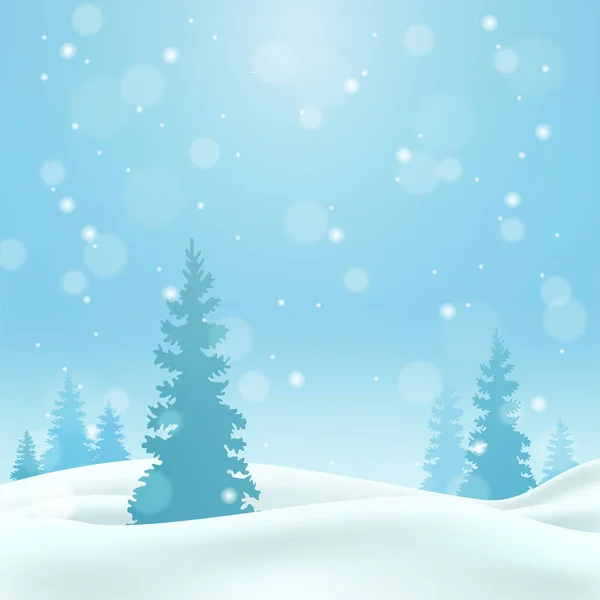 Nieve Bosque Invierno Fondo Estacional Moderno Pancarta Azul Con Espacio — Vector de stock