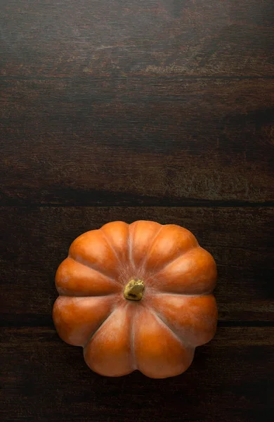 Πάνω Όψη Του Τραπεζιού Πορτοκαλί Κολοκύθα Φθινόπωρο Φόντο Υγιεινή Διατροφή — Φωτογραφία Αρχείου